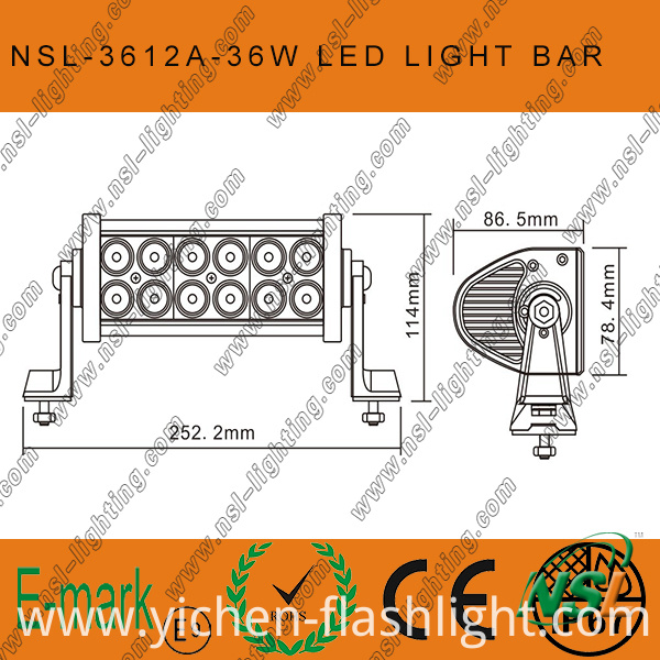 13.5'' 36W 12LED Offroad Light Bars for Truck Boat Hight Brighness IP67 LED Work Light Bar